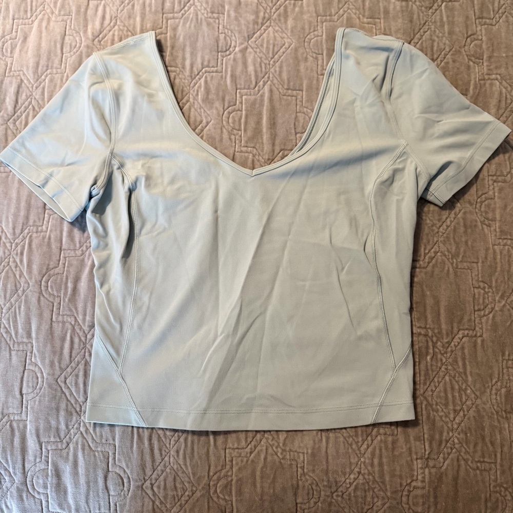 lululemon athletica Scoop Neck Crop Top in Pale Blue